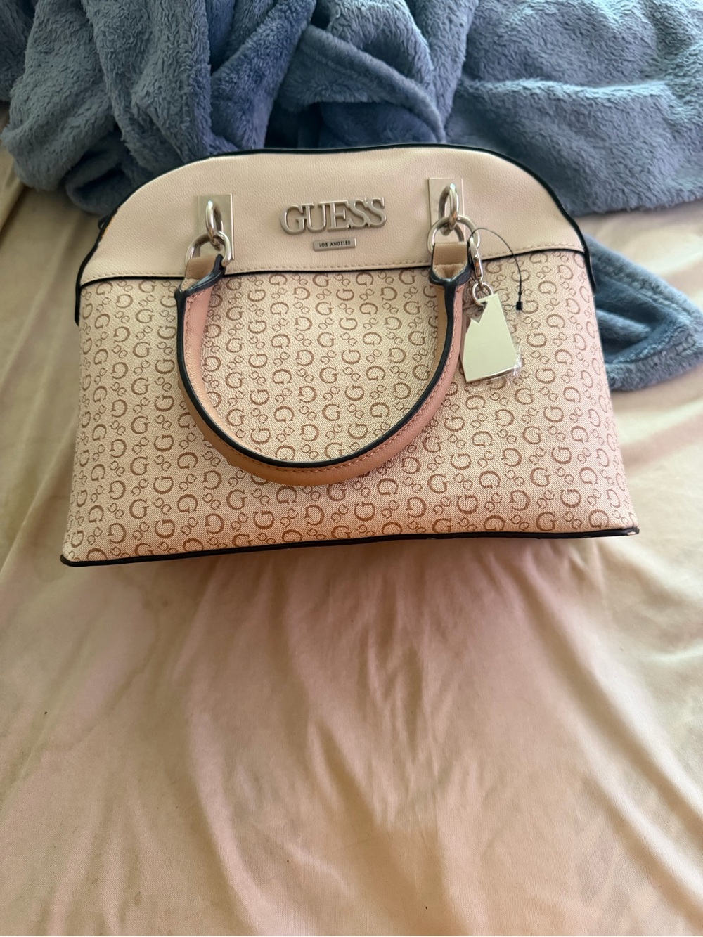 GUESS Pink Signature Dome Satchel Bag